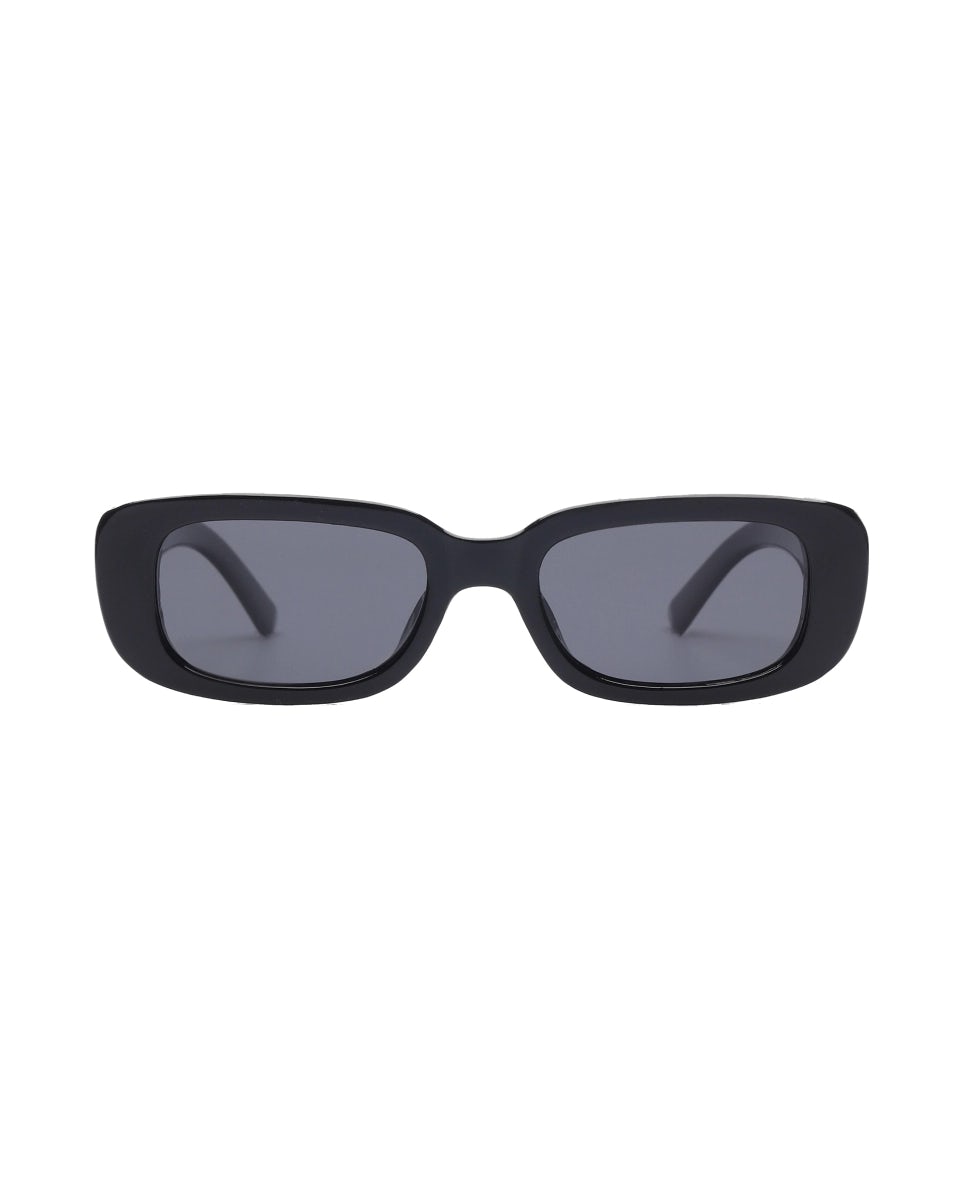 Polarized black square-frame unisex sunglasses