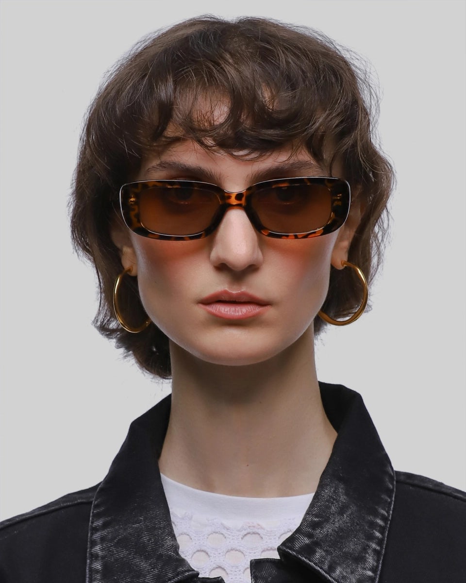 Polarized square-frame tortoiseshell unisex sunglasses