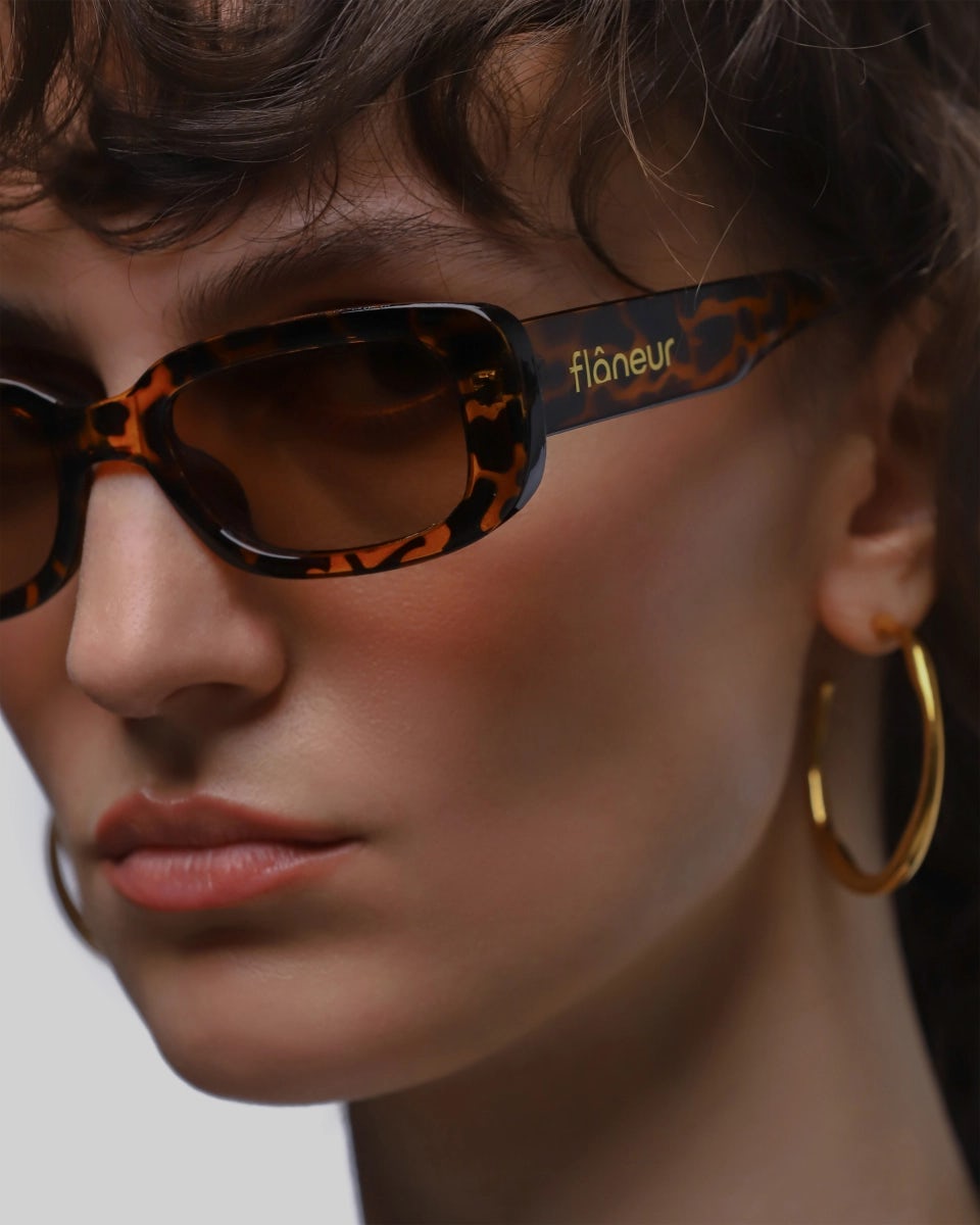 Polarized square-frame tortoiseshell unisex sunglasses