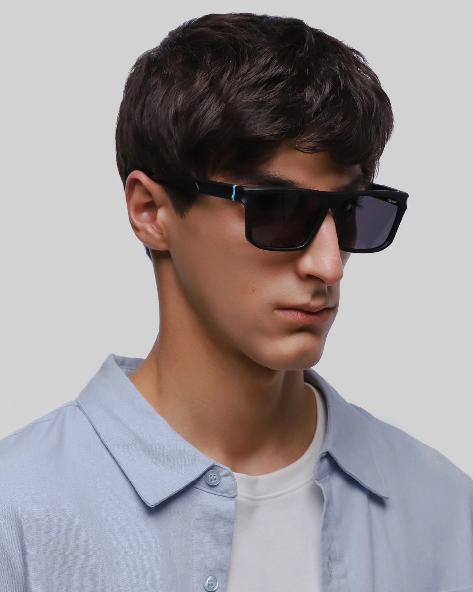 Polarized black unisex D-frame sunglasses
