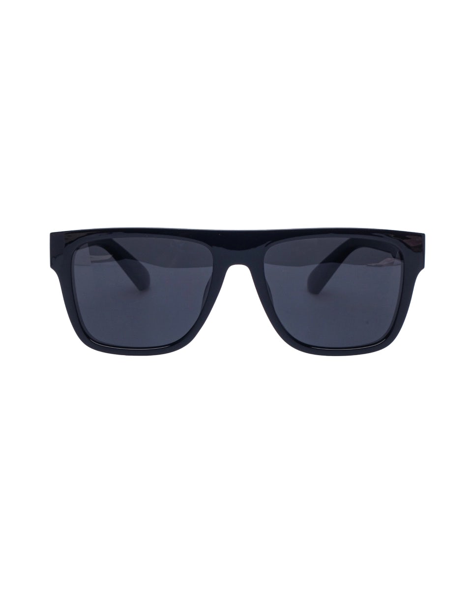 Polarized black unisex D-frame sunglasses, UV400