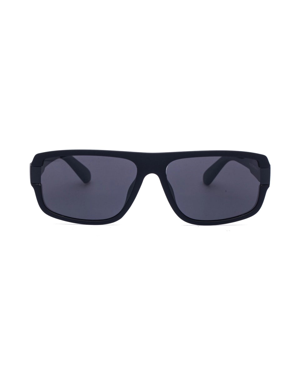 Stylish polarized unisex black D-frame sunglasses, UV400