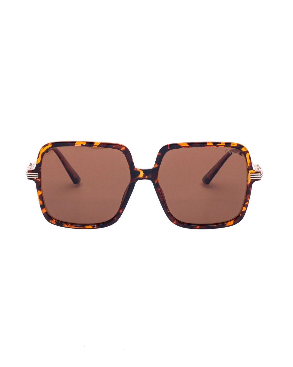 Polarized square tortoiseshell unisex sunglasses, UV400