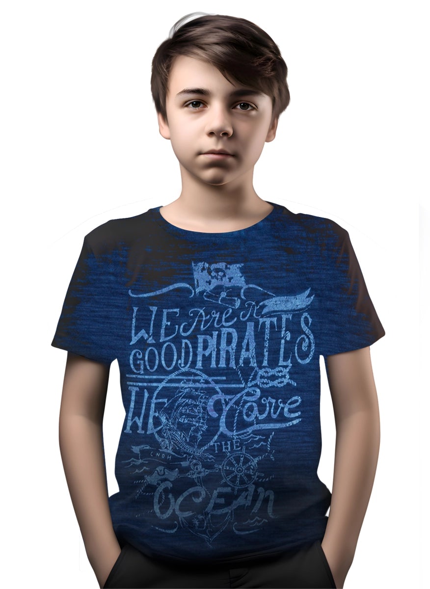 Good Pirates indigo blue cotton t-shirt for boys