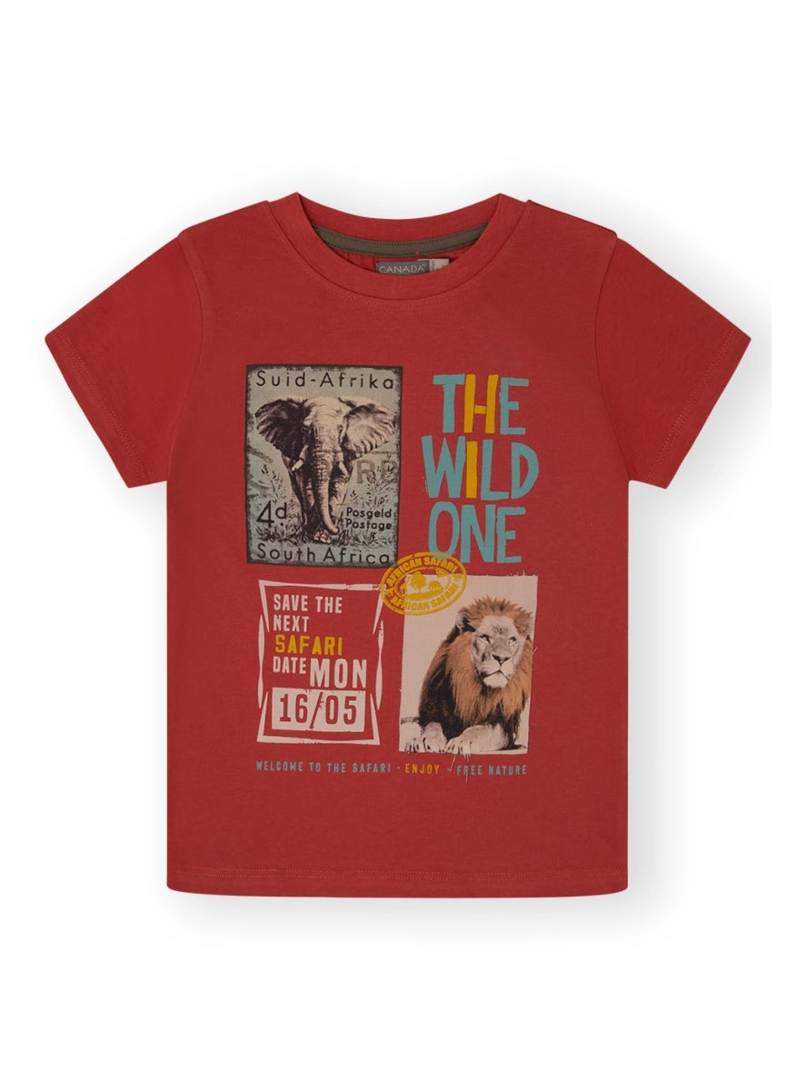 Wild safari terracotta cotton t-shirt for boys