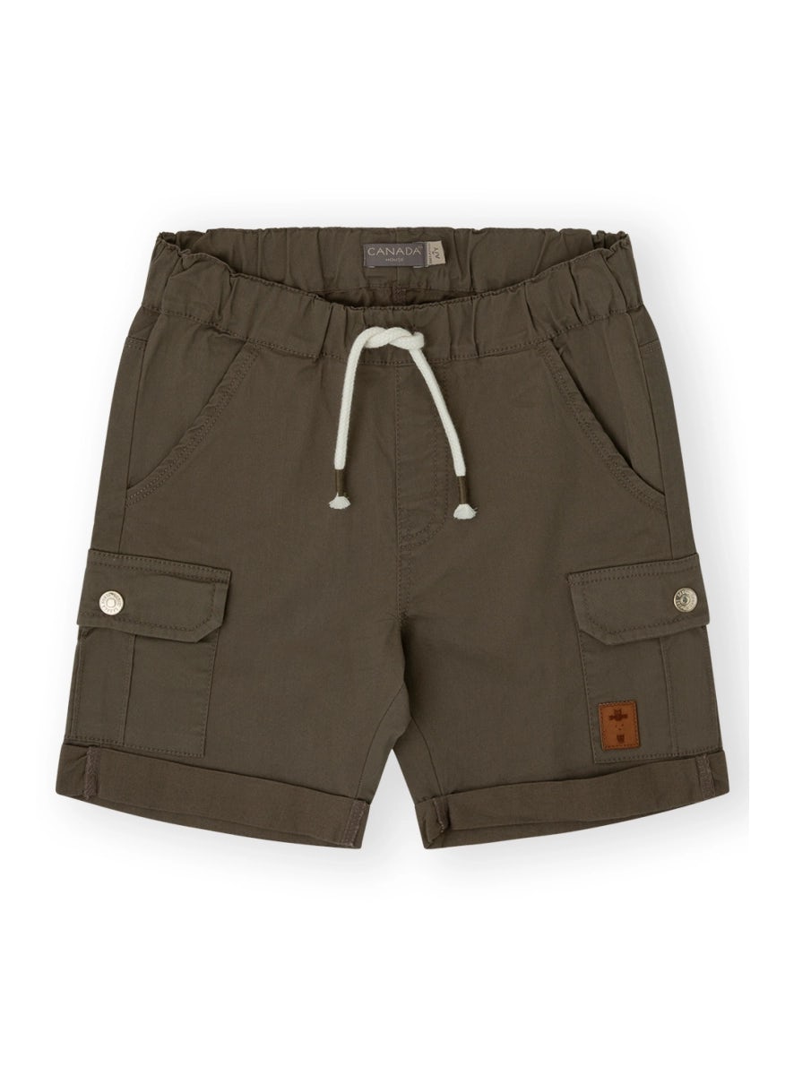 Khaki cotton cargo shorts for boys