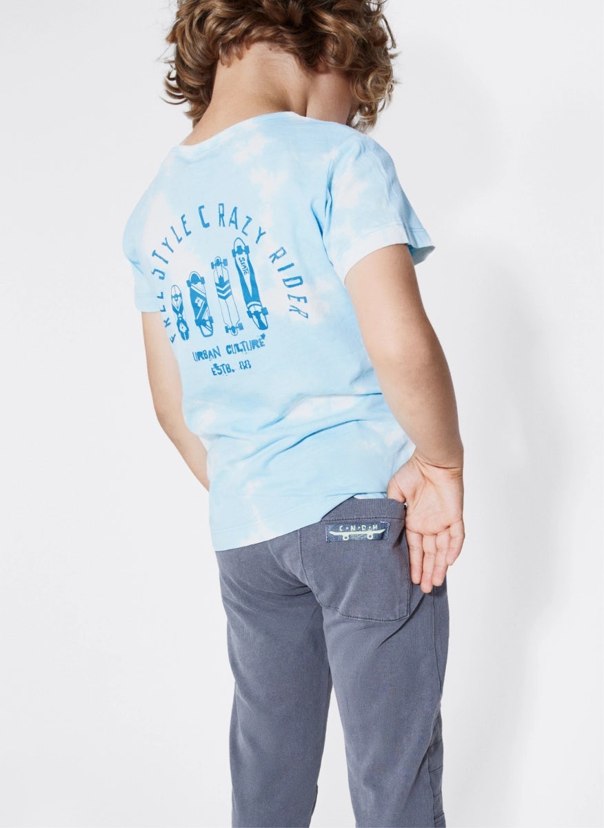 Sky blue tie-dye cotton t-shirt for boys