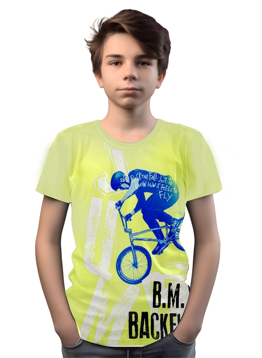 Urbanrider lime green cotton t-shirt for boys