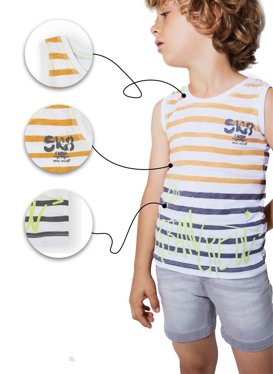 Striped sleeveless t-shirt for boys