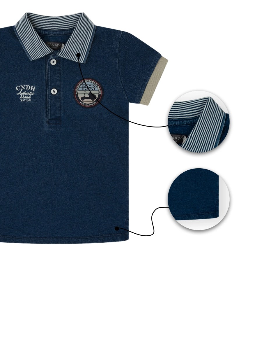 Classic navy cotton polo shirt for boys