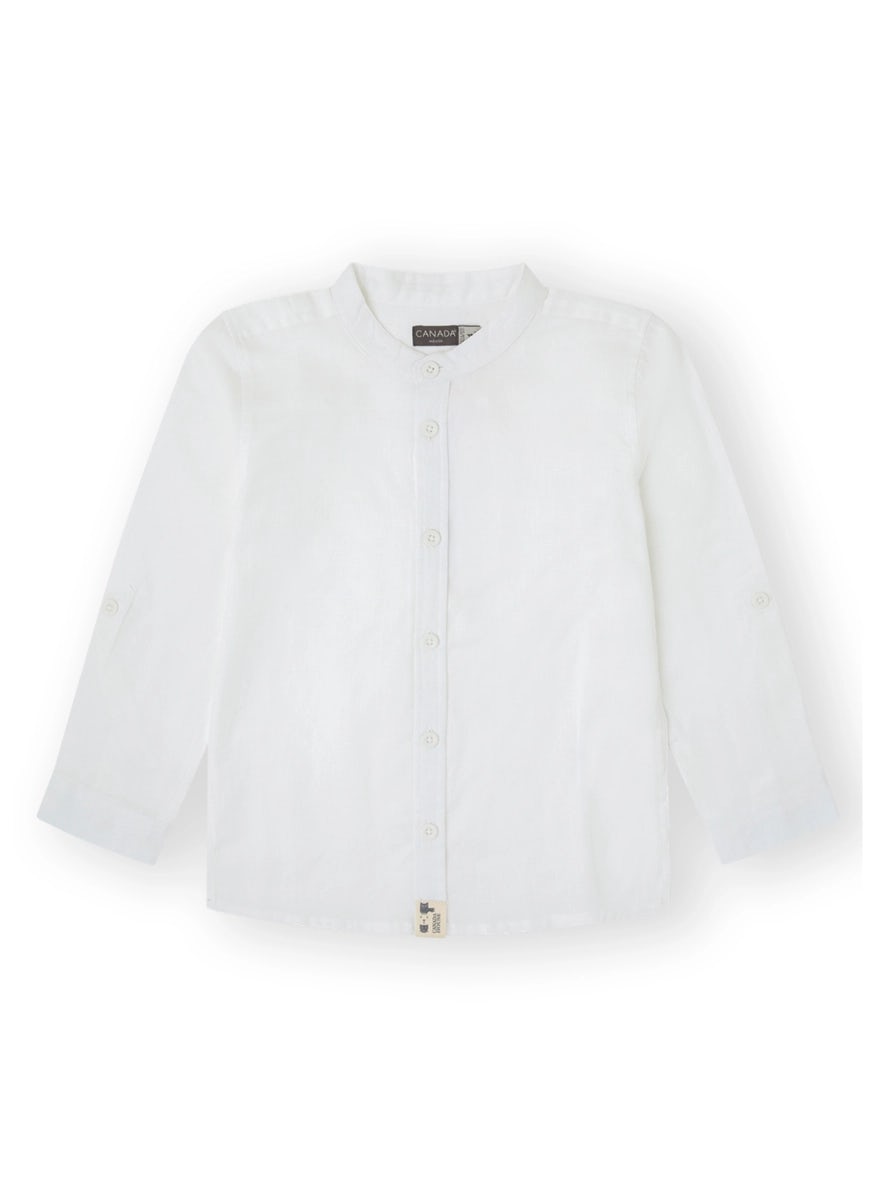 White cotton linen shirt for boys