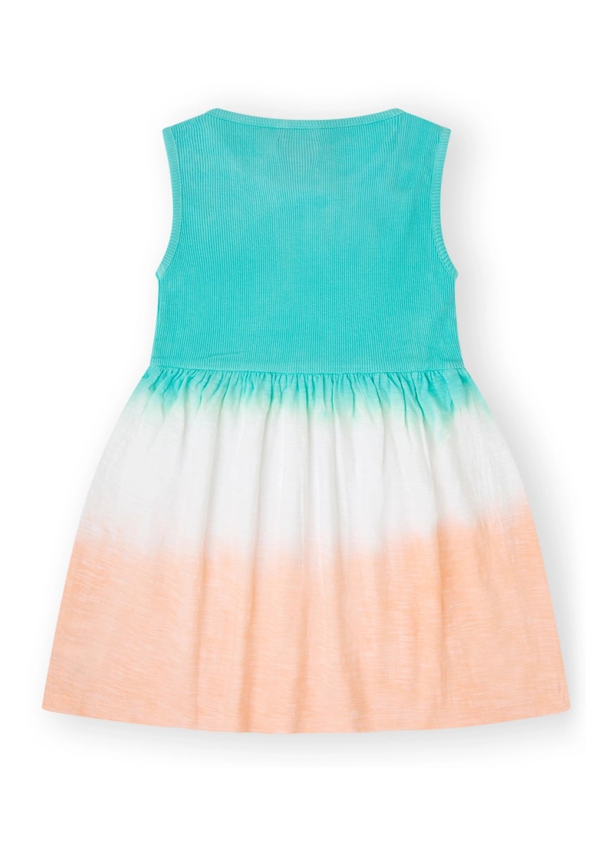 Orange glacier blue cotton dress for girls