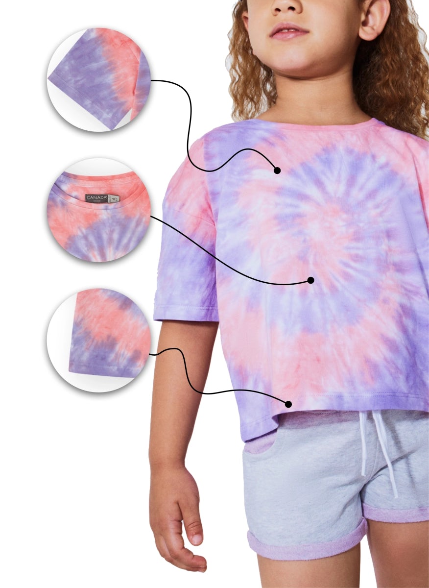 Tie-dye violet pink t-shirt for girls