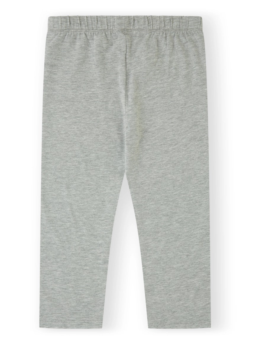 Light grey melange cotton leggings for girls