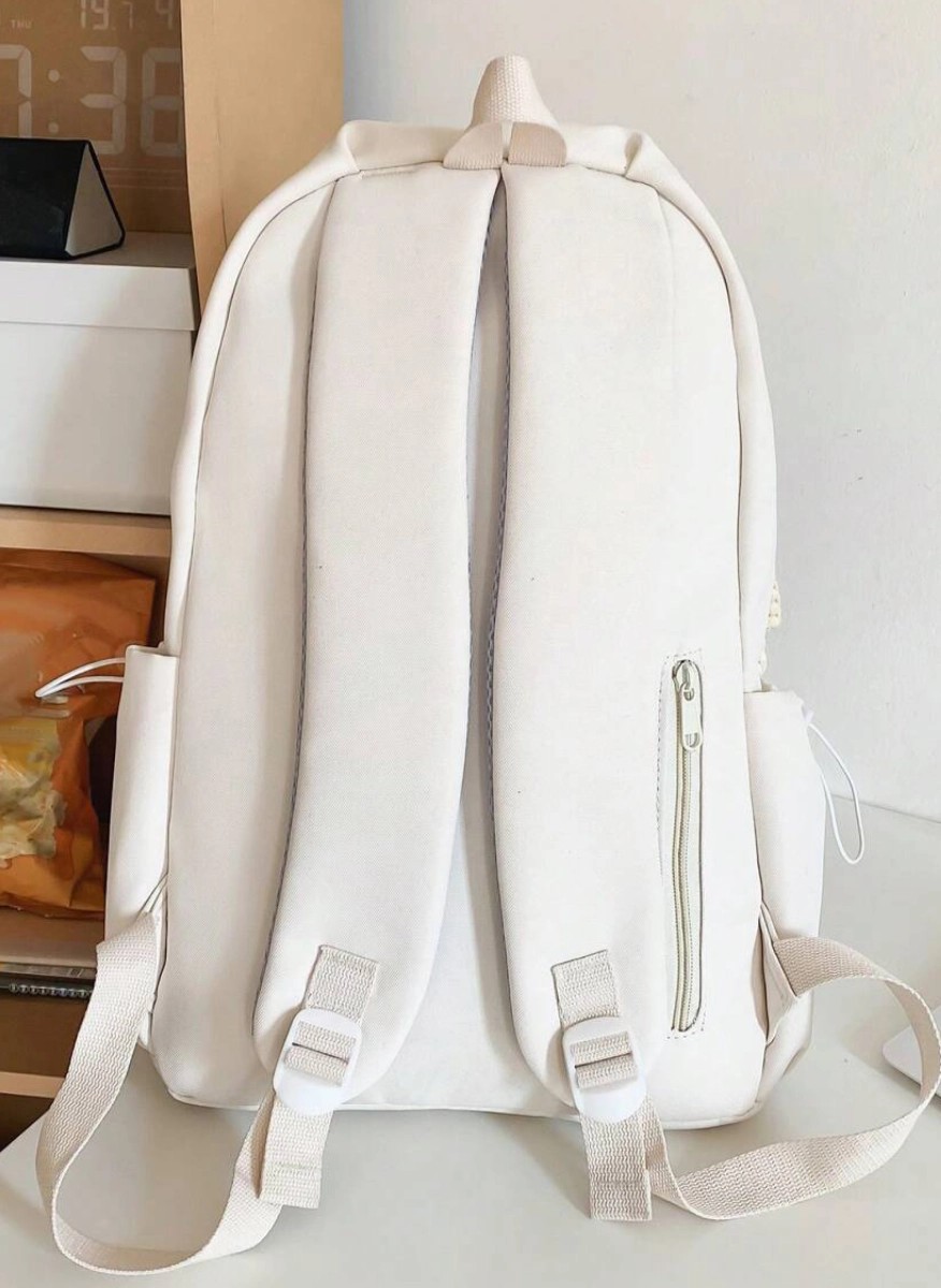 White stylish versatile backpack with multiple compartments