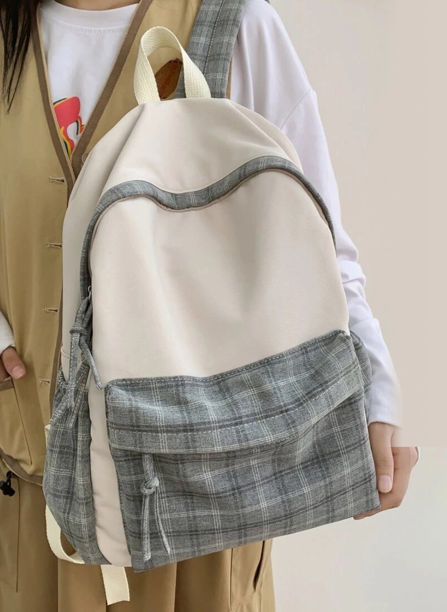 Classic biege textile backpack