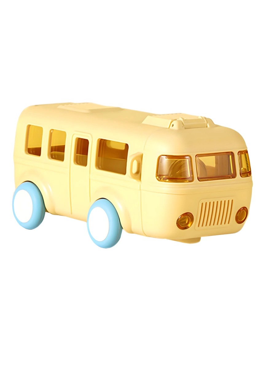 Yellow bus-shaped water bottle with wheels, 500 ml