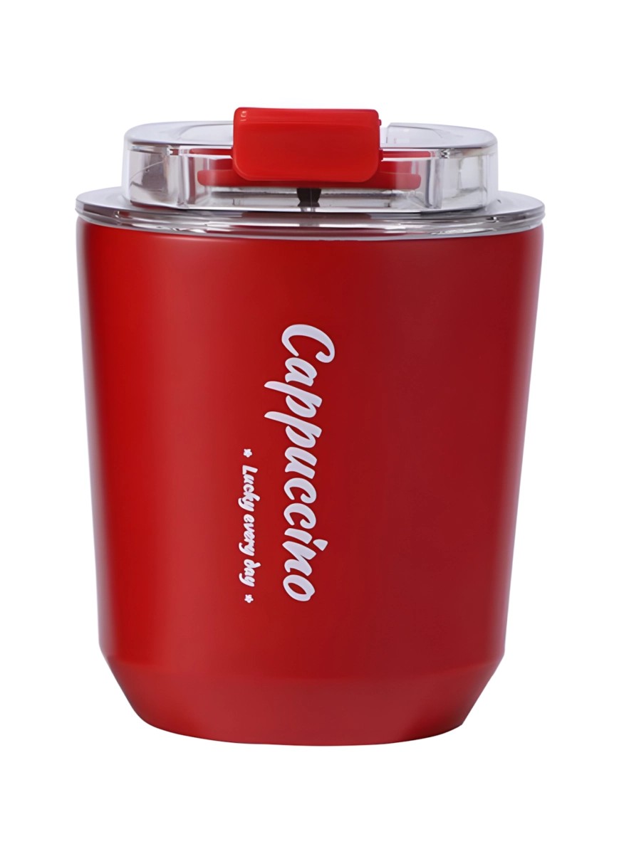 Red travel friendly insulated coffee cup, 280 ml