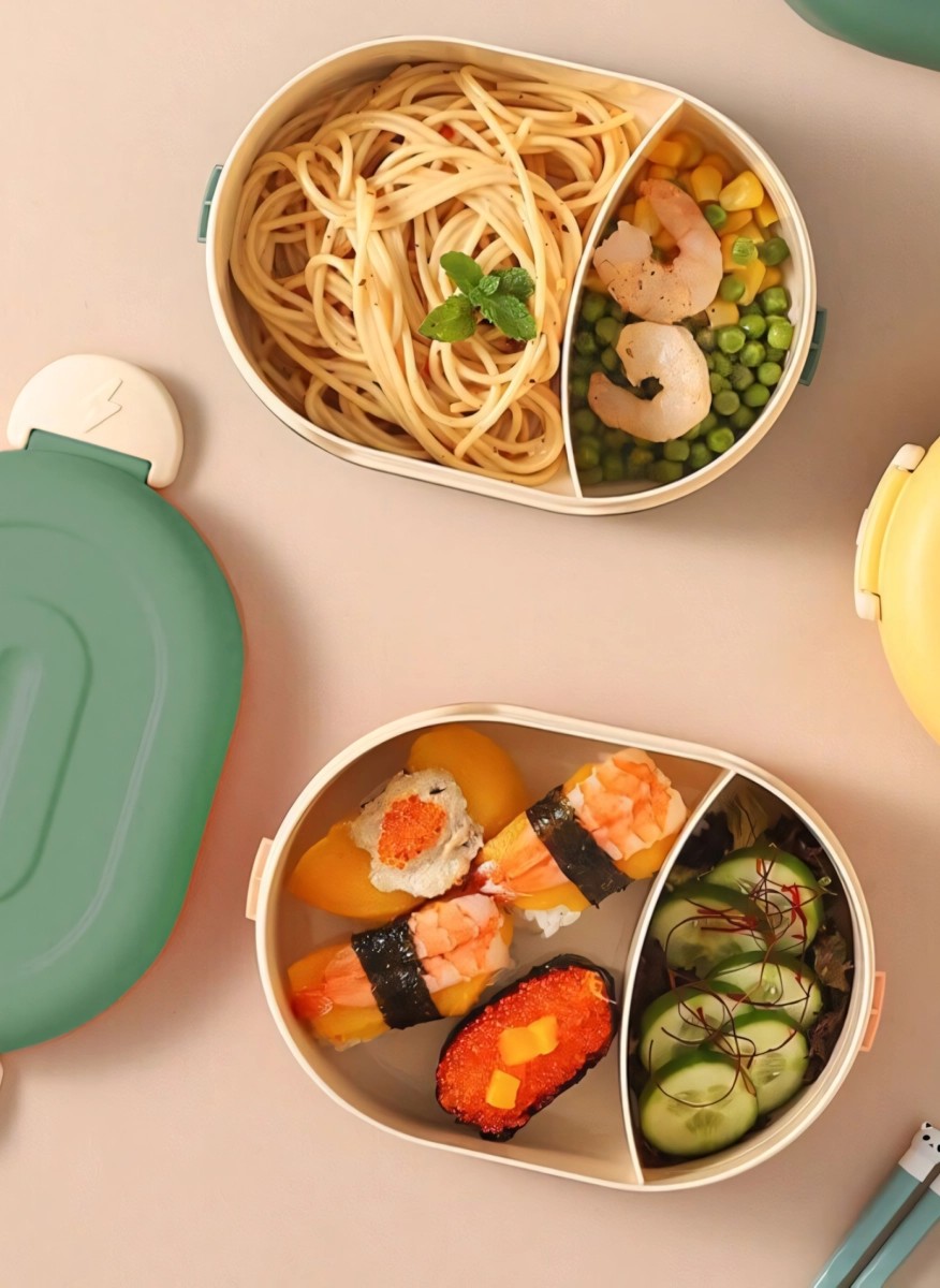 Compact green lunch box, 18.3*12.2*6.9