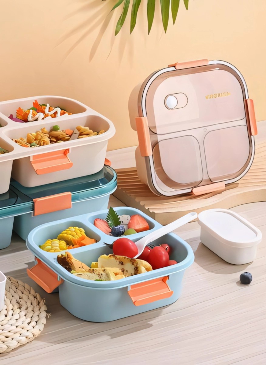 Beige square lunch box with transparent lid, 20*20*7.5