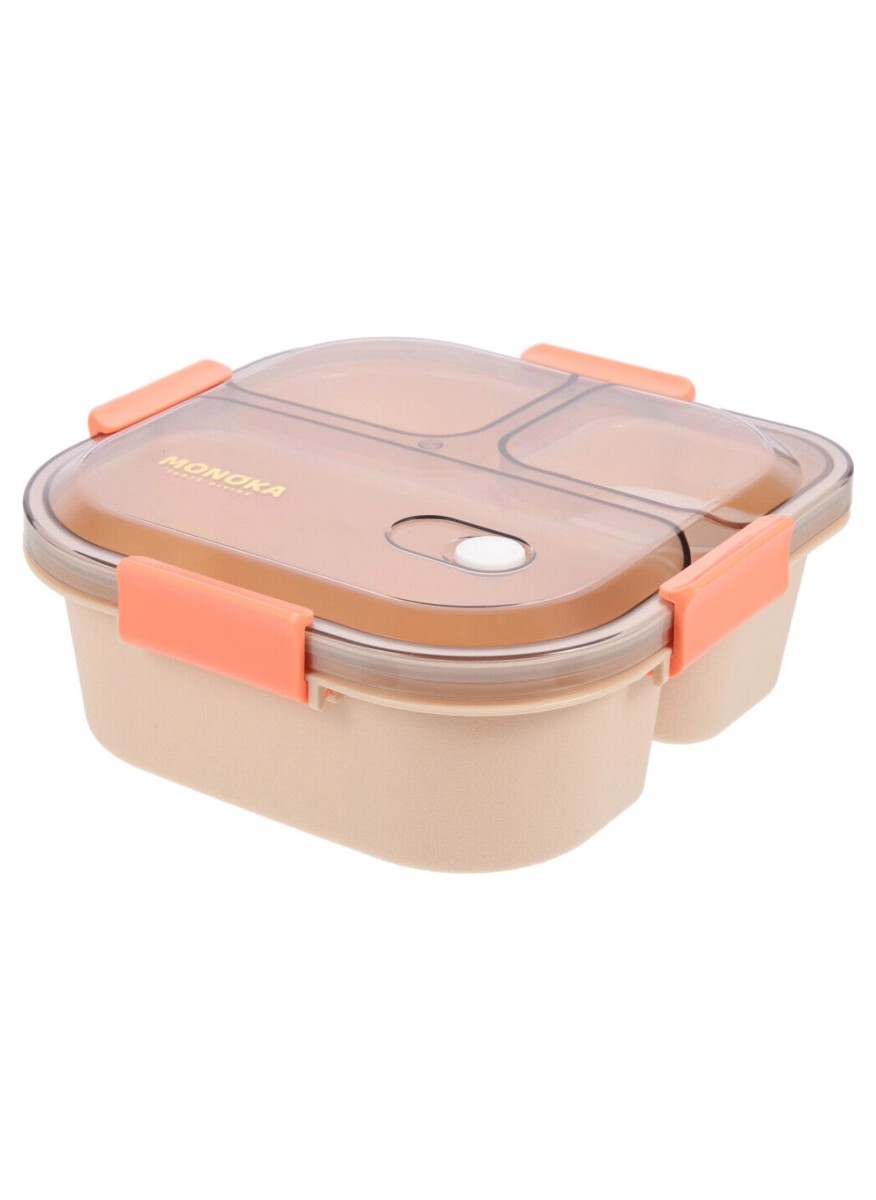 Beige square lunch box with transparent lid, 20*20*7.5