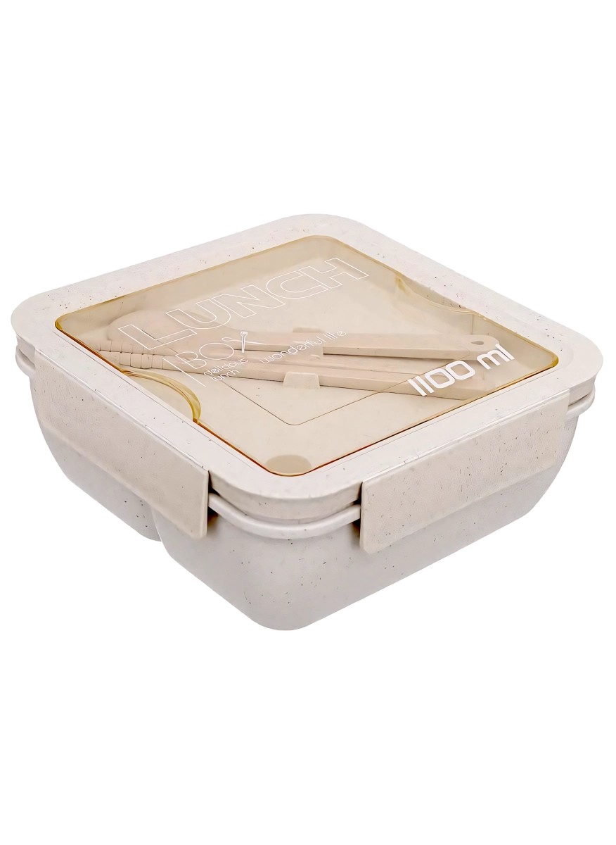 White square lunch box with transparent lid