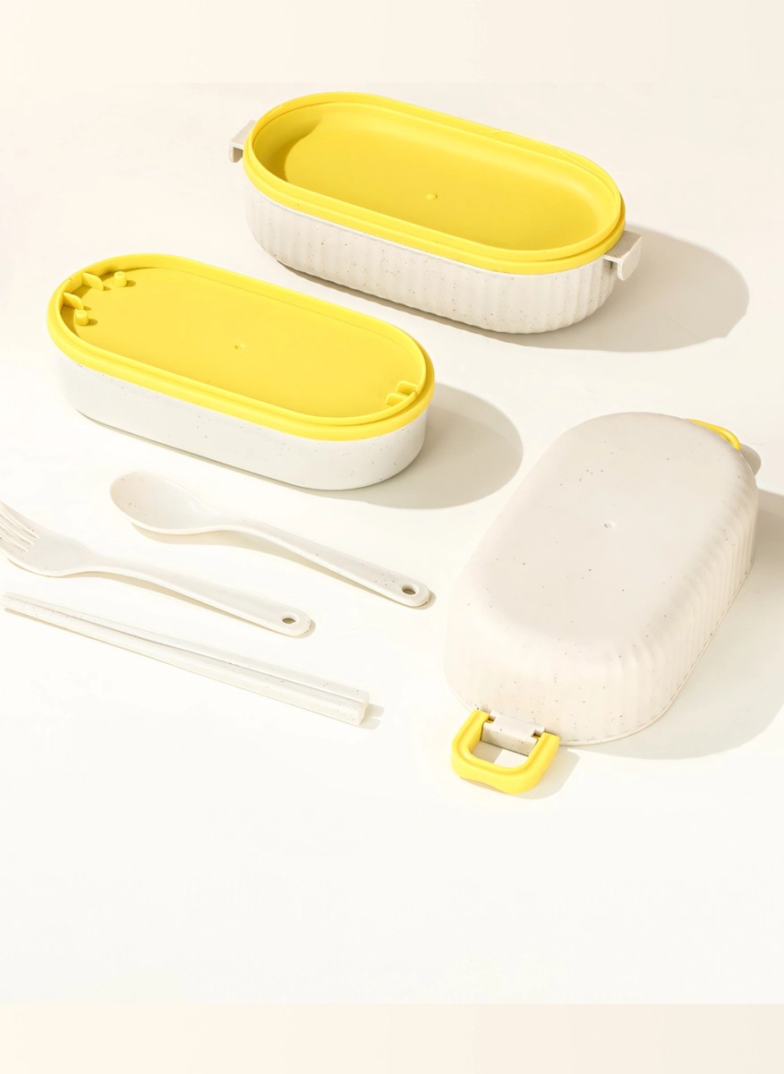 White lunch box with secure latches, 17.5*9*8.5