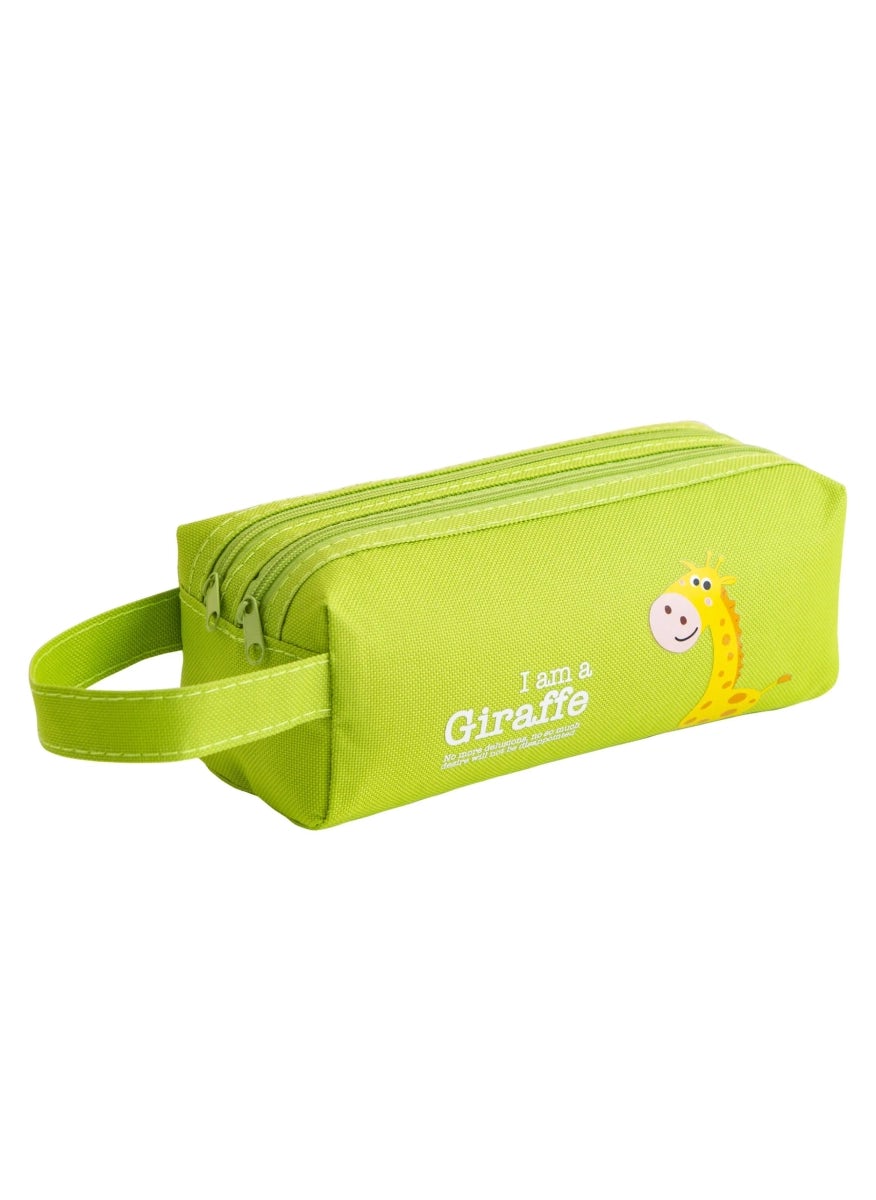 Kids' green zipper pencil case with handle