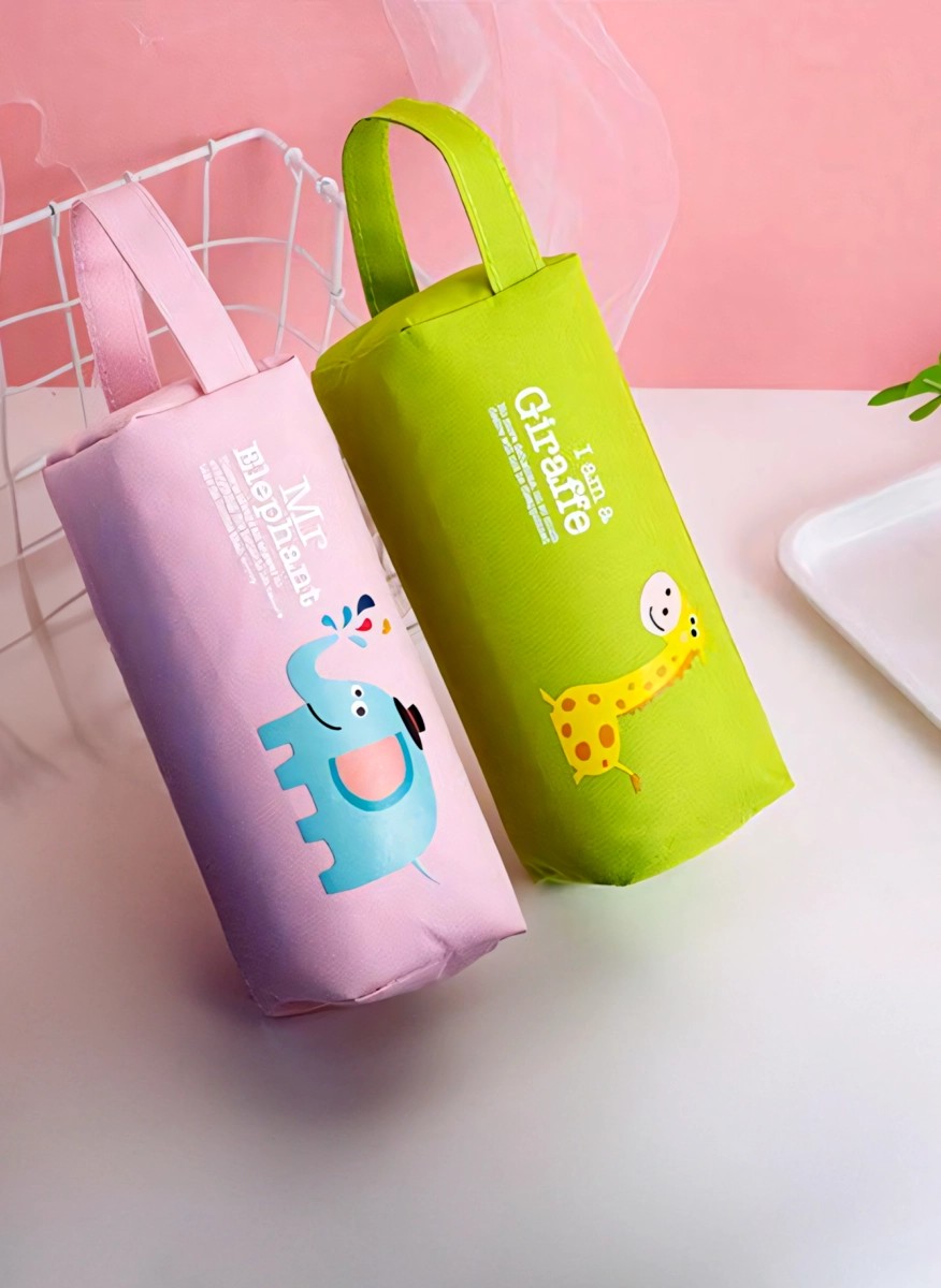 Kids' green zipper pencil case with handle