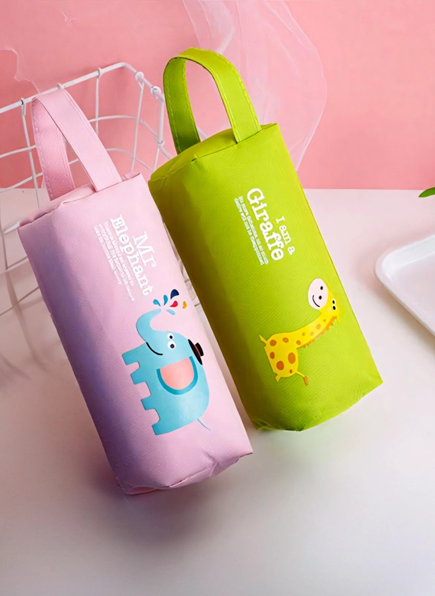 Kids' pink pencil case with zipper