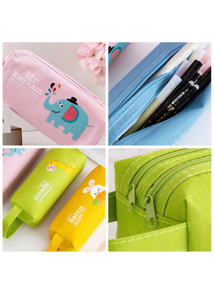 Kids' green zipper pencil case with handle