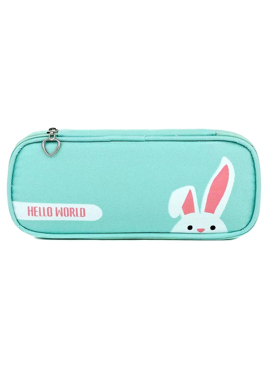 Kids' mint zipper pencil case with handle