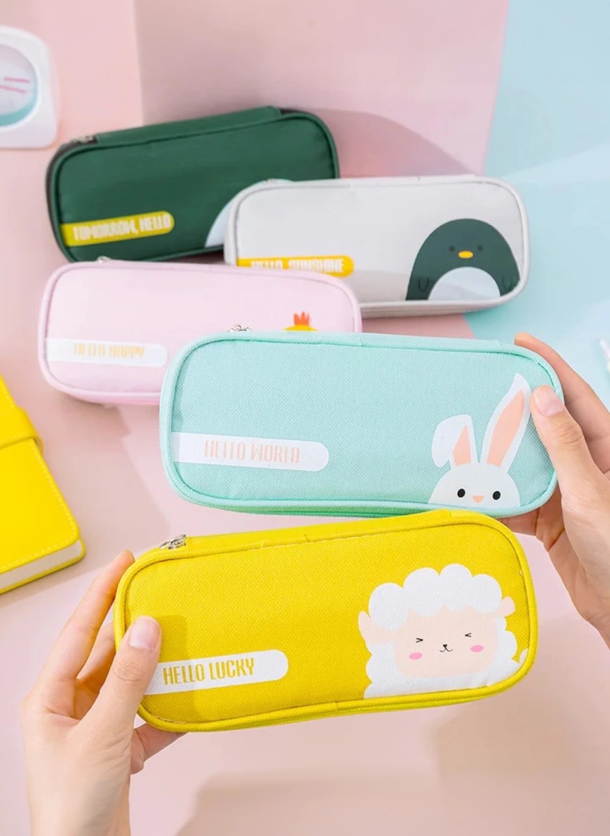 Kids' mint zipper pencil case with handle