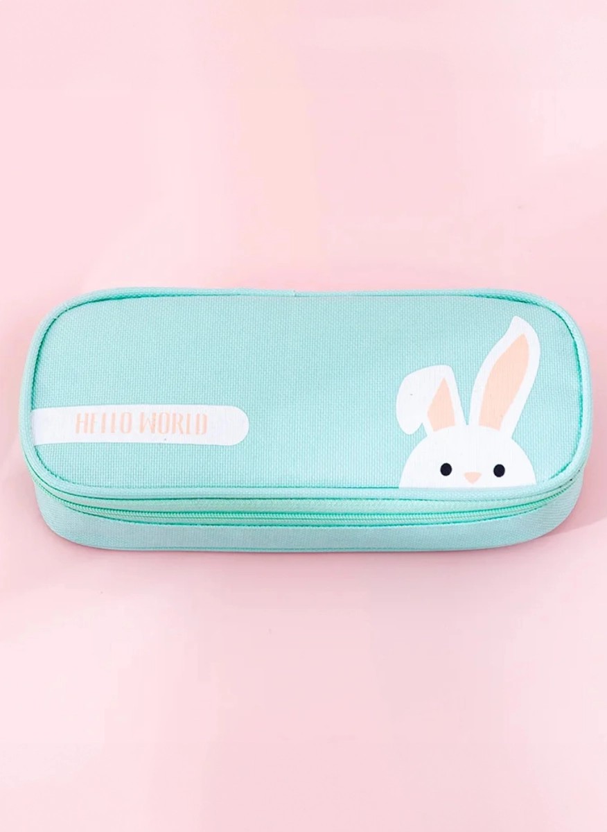 Kids' mint zipper pencil case with handle